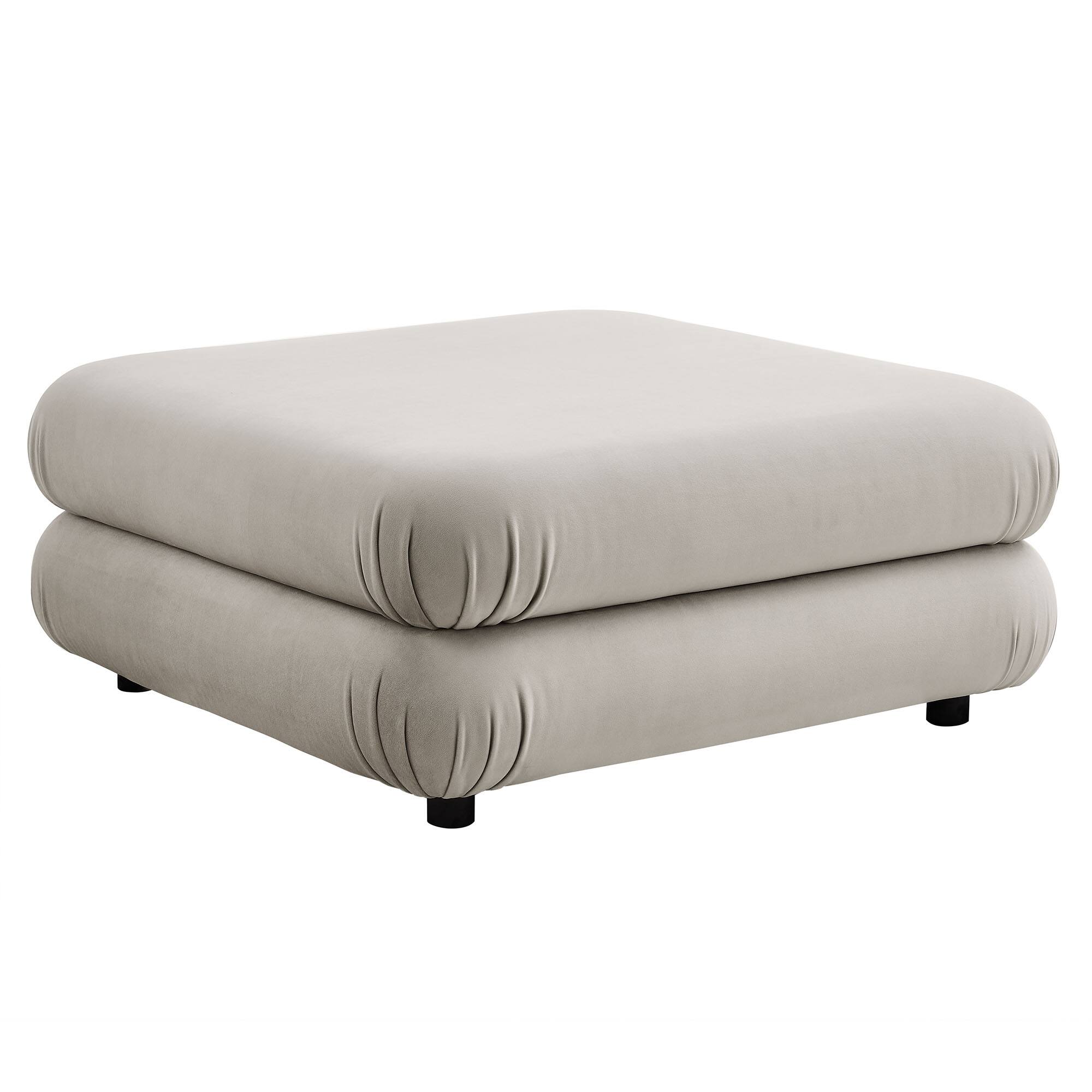 Angle. Modway - Jubilee Modular Performance Velvet Ottoman by Modway - Almond.