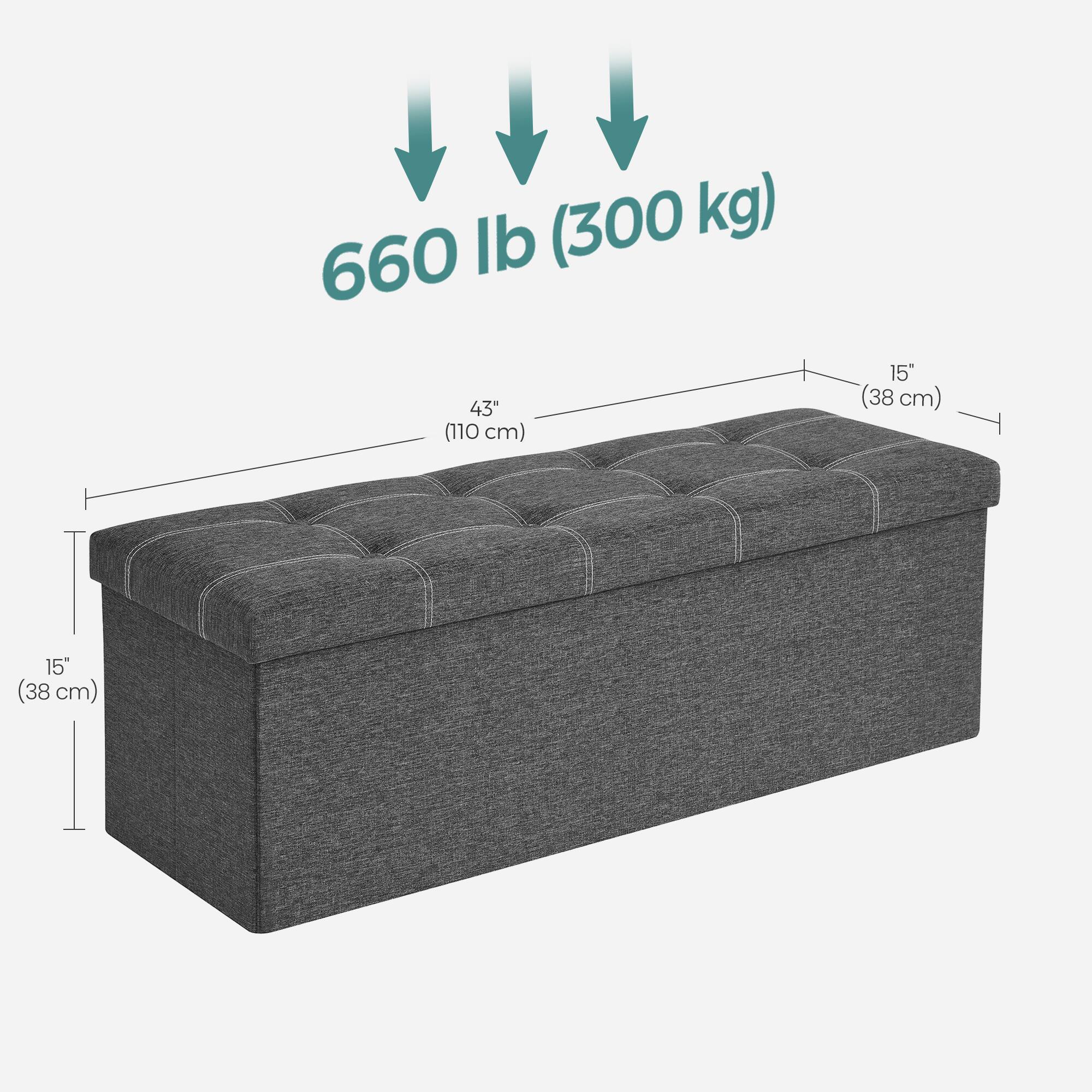 660 lb (300 kg)  
43" (110 cm)  
15" (38 cm)  
15" (38 cm)