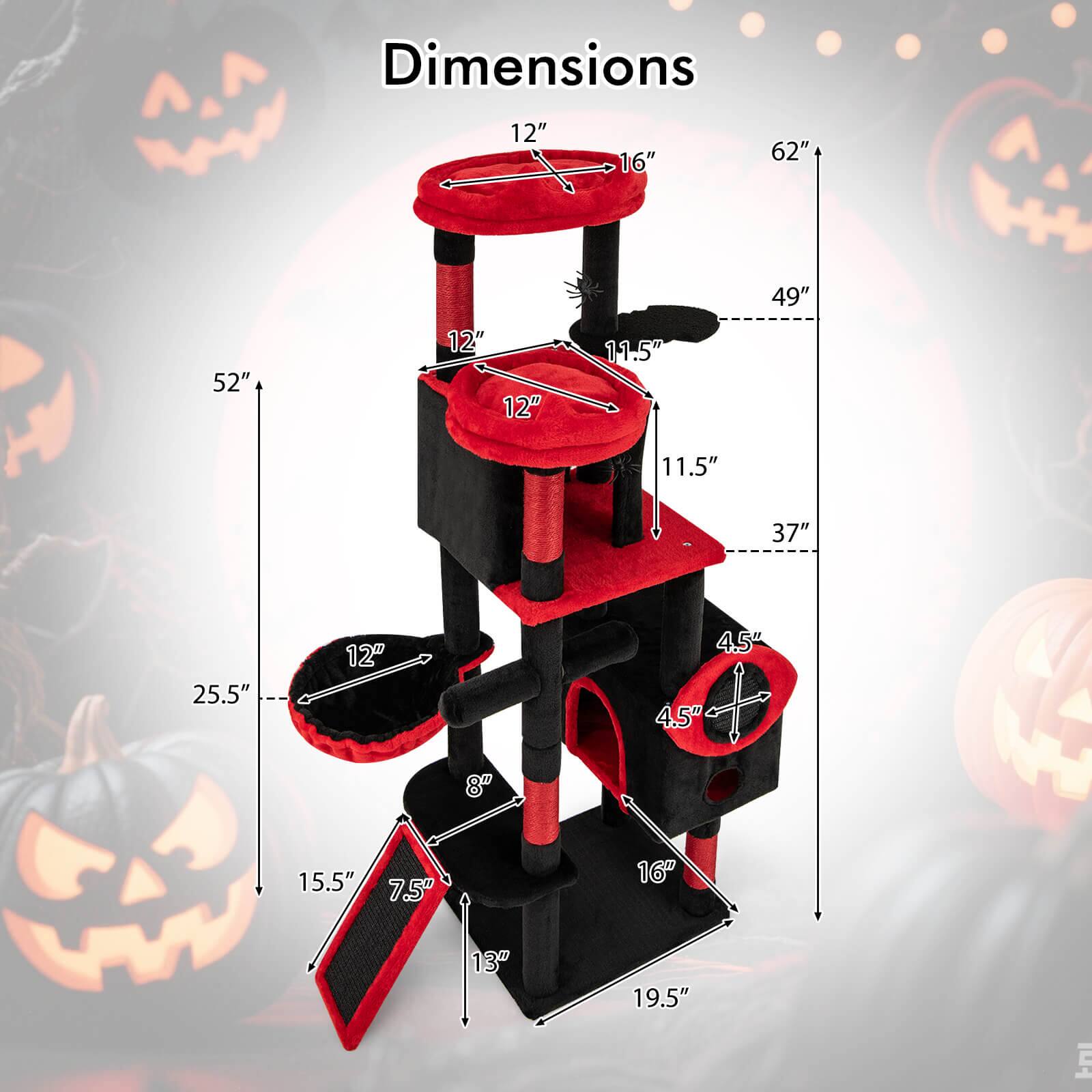 Dimensions:
- Height: 62"
- Width: 16"
- Depth: 19.5"
- Top Platform: 12" x 12"
- Middle Platform: 11.5" x 11.5"
- Bottom Platform: 12" x 12"
- Steps: 11.5" (height) x 4.5" (width)
- Base: 16" x 16"
- Total Height from Base to Top: 52"
- Total Depth from Front to Back: 37"
- Total Width from Side to Side: 25.5"
- Step Height: 8"
- Step Width: 7.5"
- Overall Depth: 49"