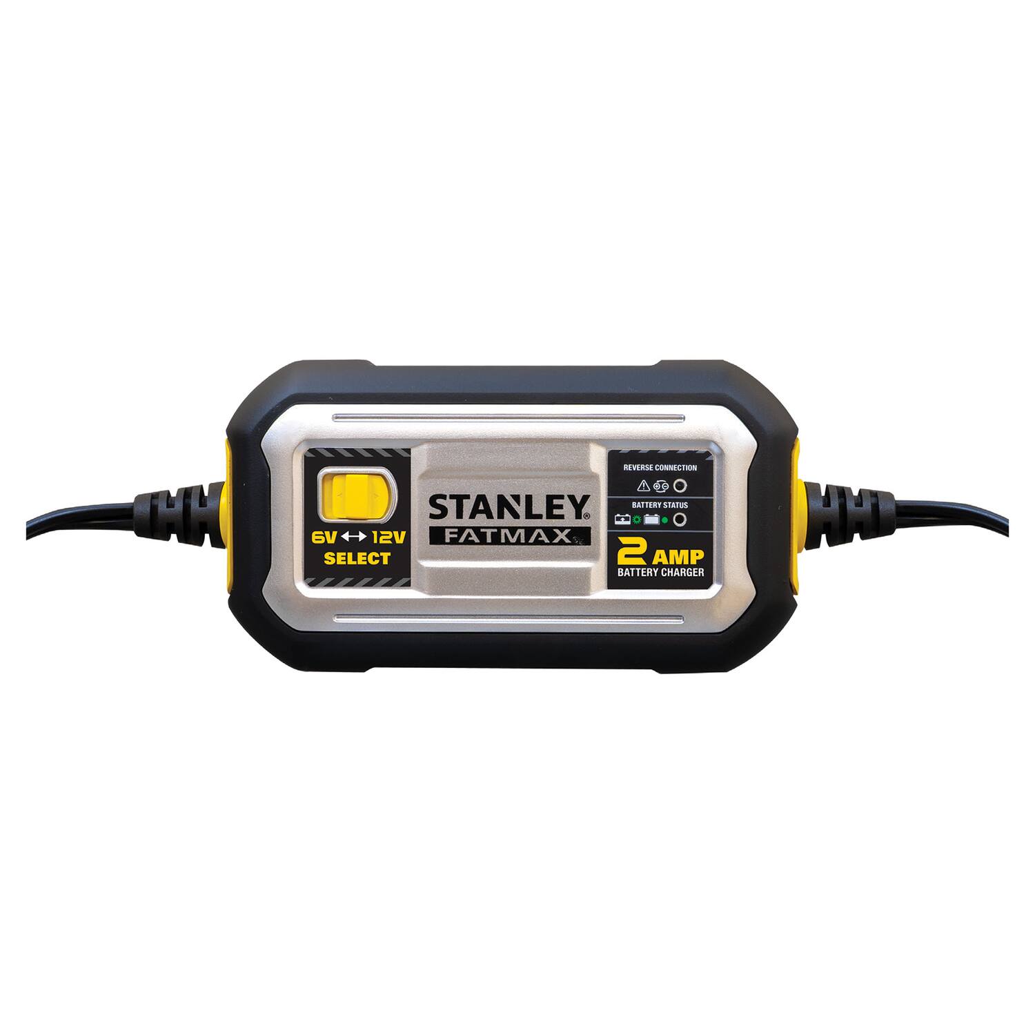STANLEY FATMAX 2 AMP BATTERY CHARGER HD  
6V + 12V SELECT  
REVERSE CONNECTION  
BATTERY STATUS