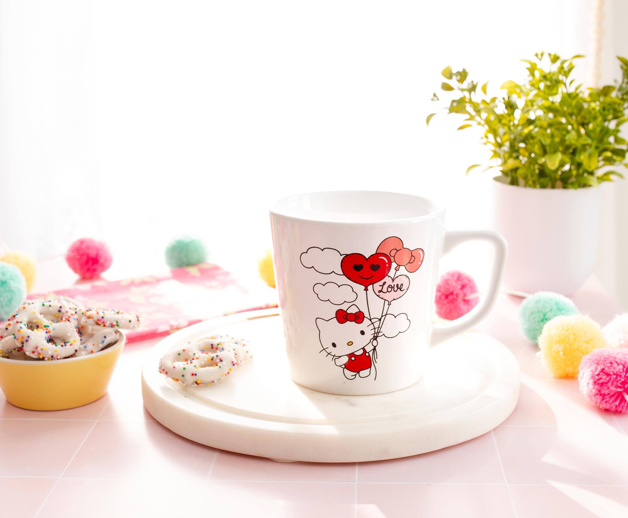 Alt View 10. Silver Buffalo - Sanrio Hello Kitty Love Balloon Wide Rim Ceramic Latte Mug | Holds 17 Ounces - White.