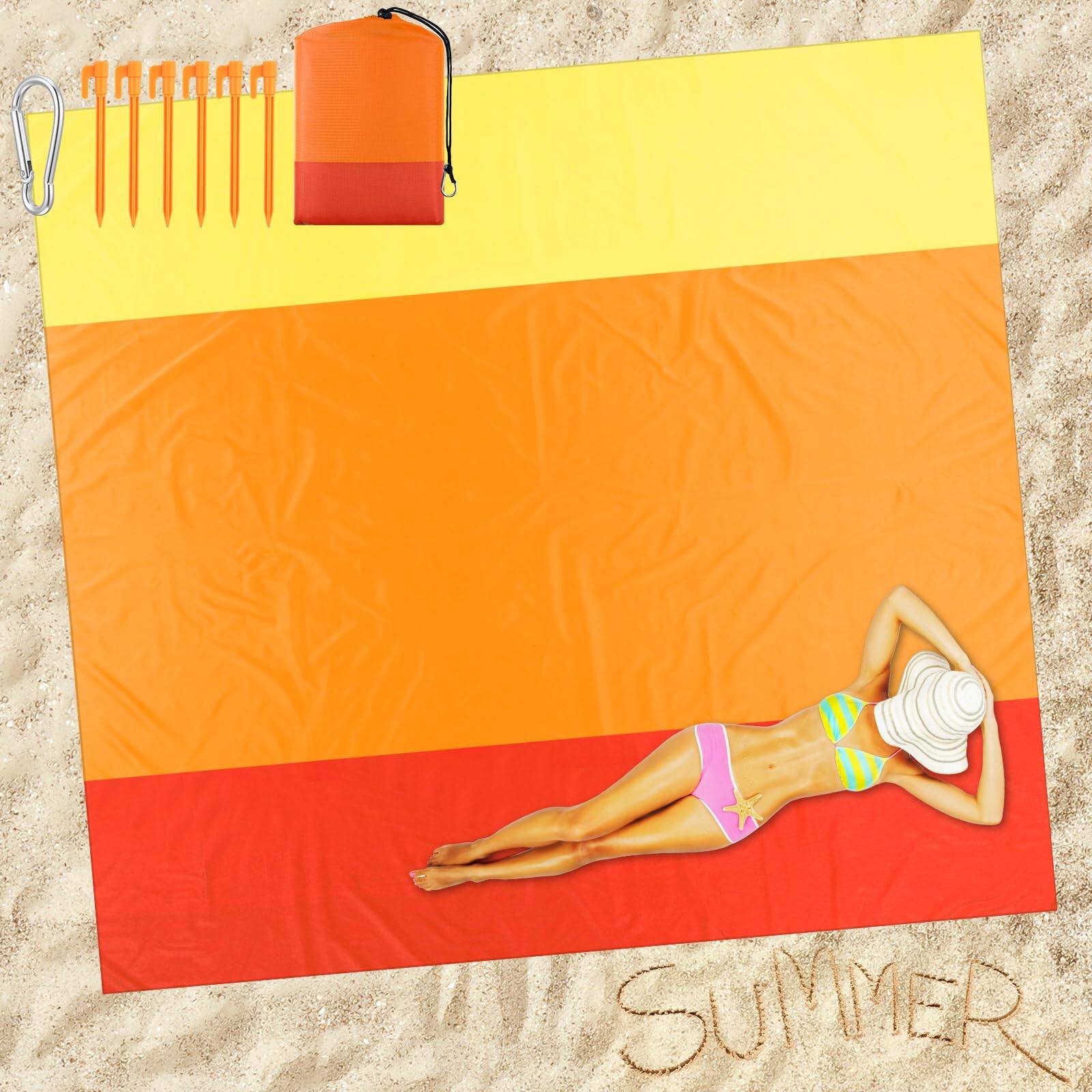 Cedar Assembly - Extra Large Beach Blanket Sandproof Waterproof X 9 Ft Mat For 2-8 Adults Oversized Quick Drying Outdoor Pic - Yellow