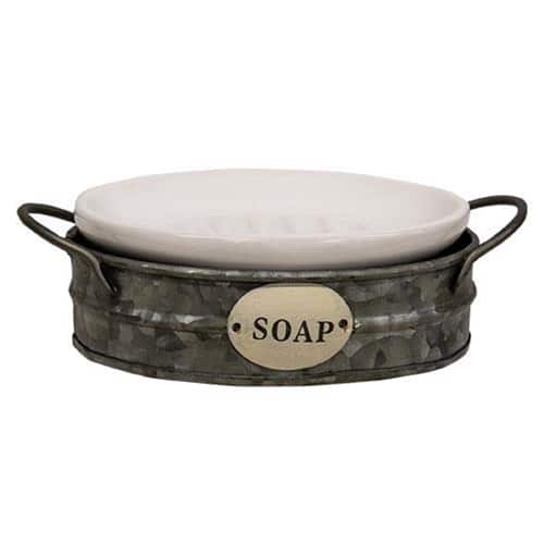 BreeBe - Galvanized Wash Bin Soap Dish - Gray