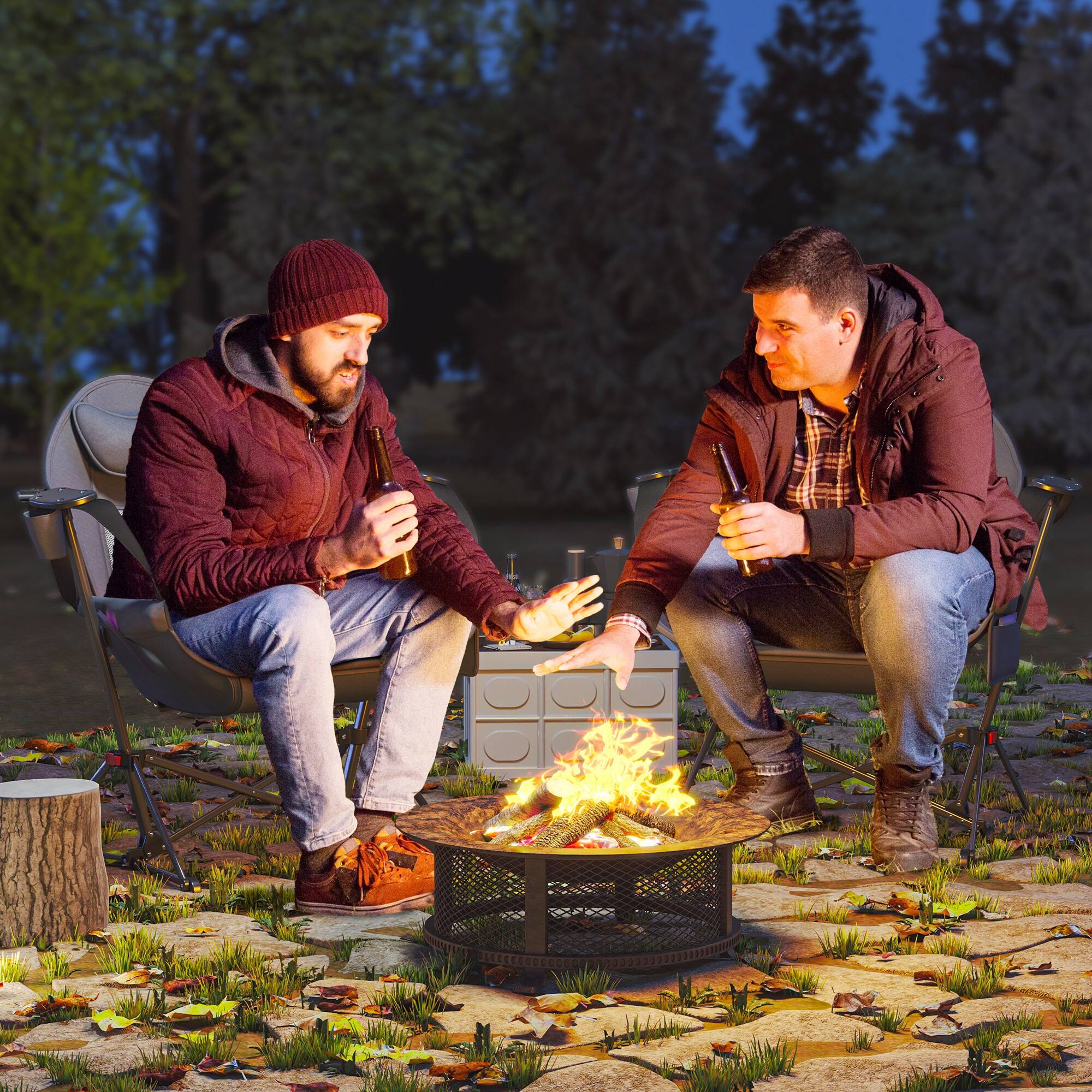 Outsunny Double Hammock Camping Chair, Adjustable Back Folding Rocking ...