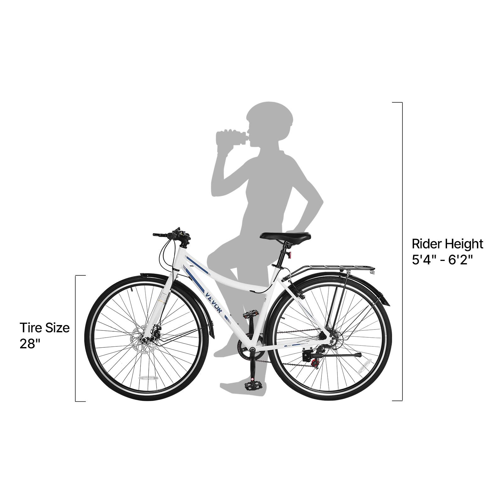 Rider Height: 5'4" - 6'2"  
Tire Size: 28"