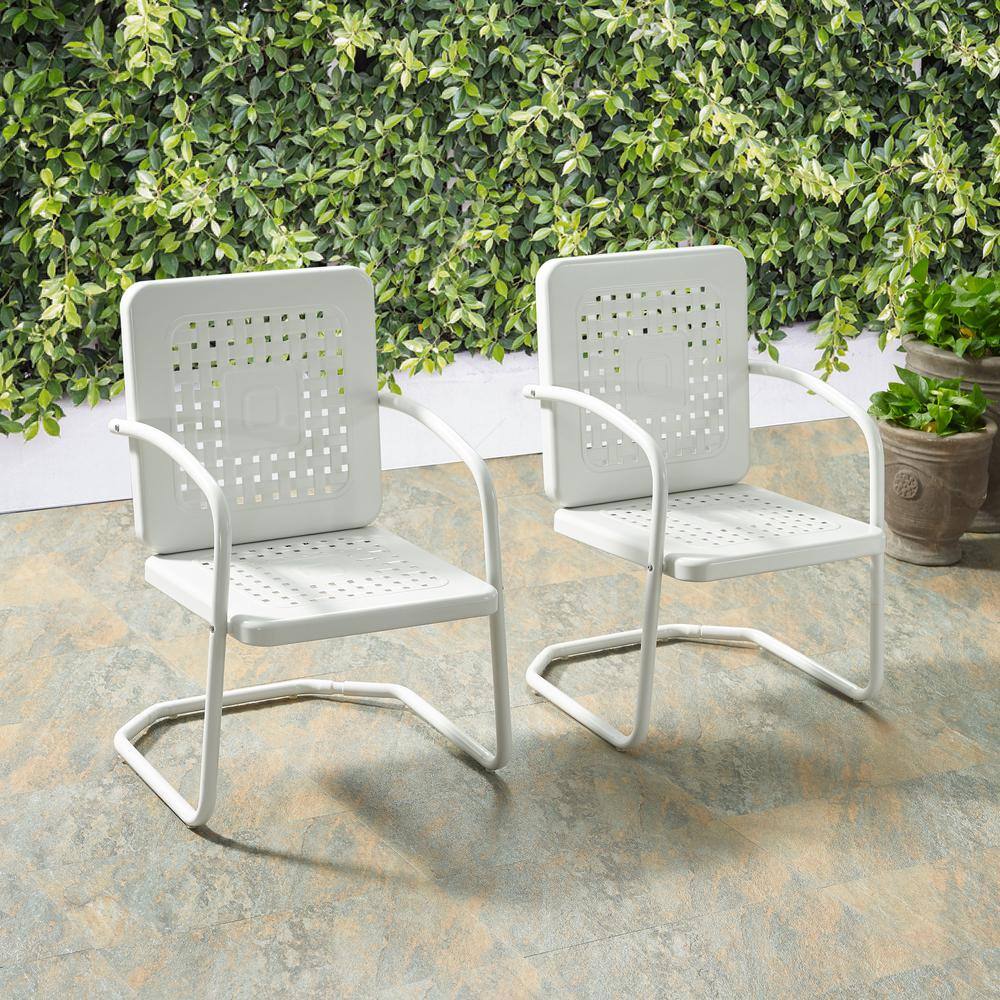 Alt View 8. Crosley Furniture - Bates 2Pc Retro Outdoor Chair Set - 2 Armchairs - White Gloss.