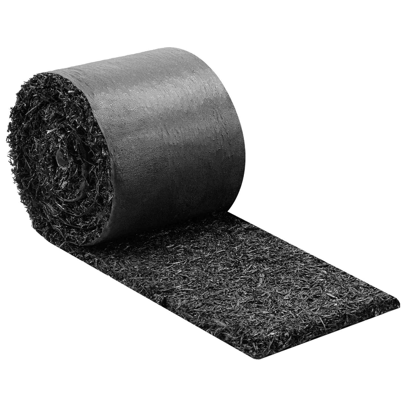 VEVOR - Rubber Mulch Mat Roll, 140 x 4.5 in, Recycled Rubber Permanent Mulch Edging Border, Natural-Looking Flower Barrier - Black
