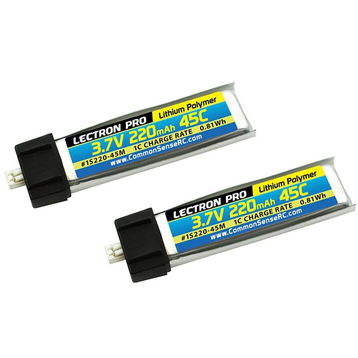 COMMON SENSE RC - Lectron Pro 3.7V 220mAh 45C Li-Po Battery, 2-Pack