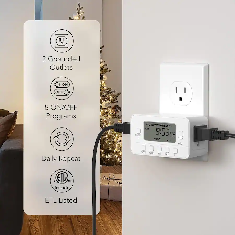 BN LINK 7 Day Heavy Duty Digital Timer with Dual Outlet, LCD, 3 Prong ...