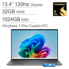 Dell - Upgraded - XPS 13 - Copilot+ PC - 13.4" WUXGA Laptop - Snapdragon X Elite X1E-80-100 2024 - 32GB RAM - 1TB Storage - Win11Pro - Graphite