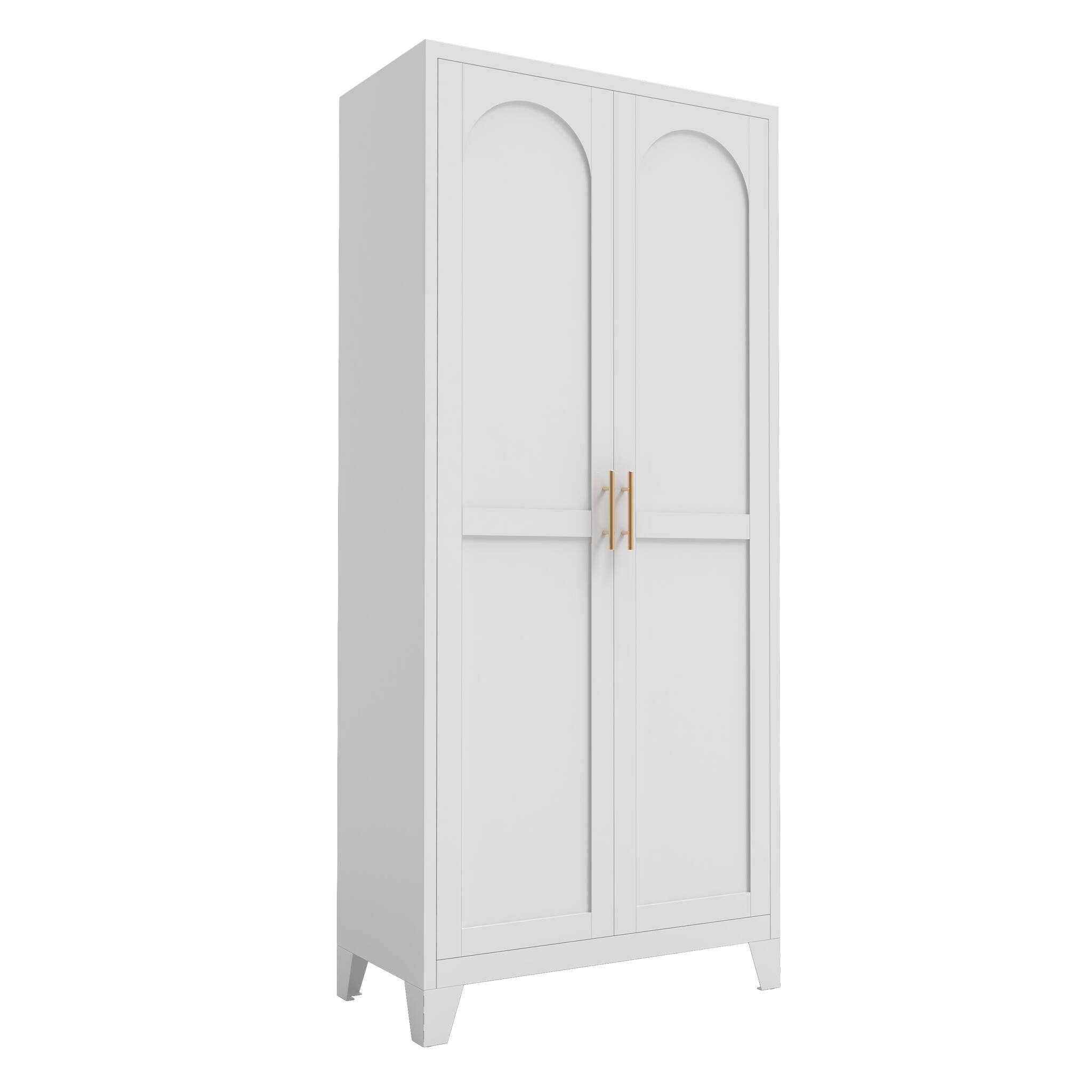 Angle. Aukfa - 71" 2-Door Metal Storage Cabinet - Adjustable Shelves, for Bedroom, Living Room, Kitchen - White.