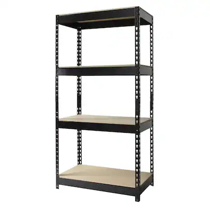 Front. Iron Horse - Iron Horse 3800 Riveted Steel Shelving, 4-Shelf, 16Dx30Wx60H, Black - Black.