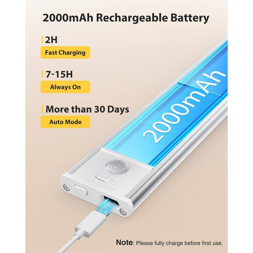 2000mAh Rechargeable Battery

- 2H Fast Charging
- 7-15H Always On
- More than 30 Days Auto Mode

Note: Please fully charge before first use.