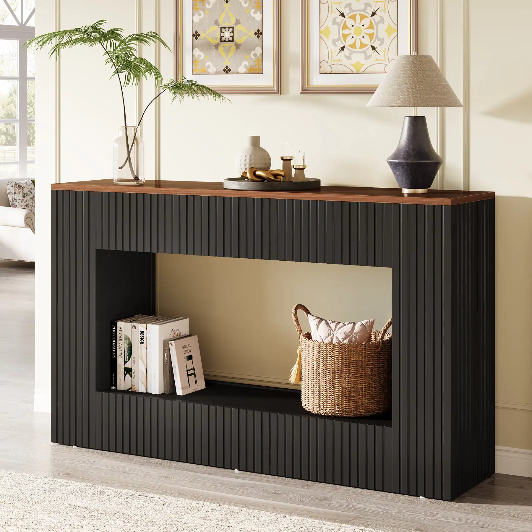 Tribesigns - Console Table with Engineered Wood Construction and Space-Saving Design for Entryway and Living Room - Dark Brown