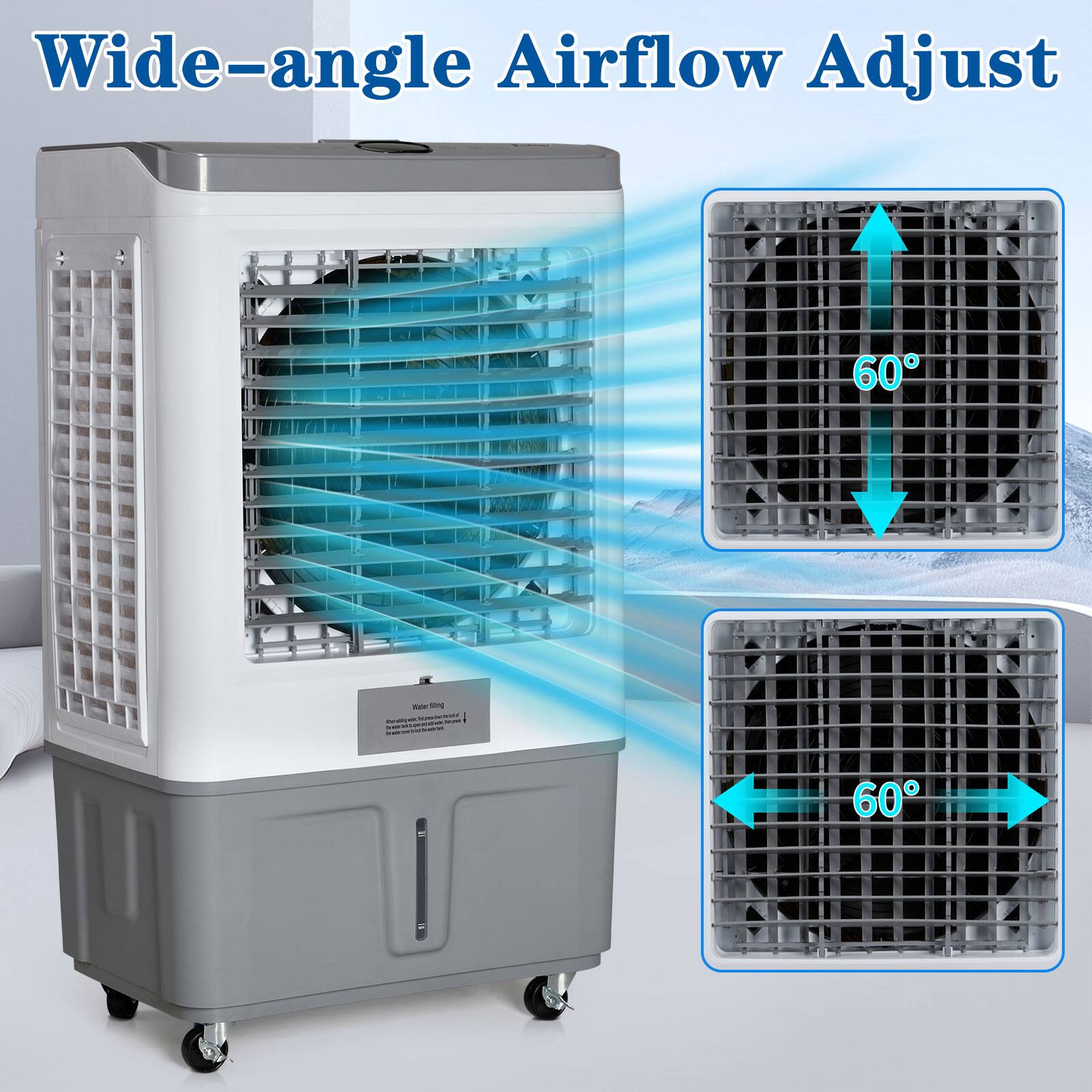 Wide-angle Airflow Adjust 60° - 180°