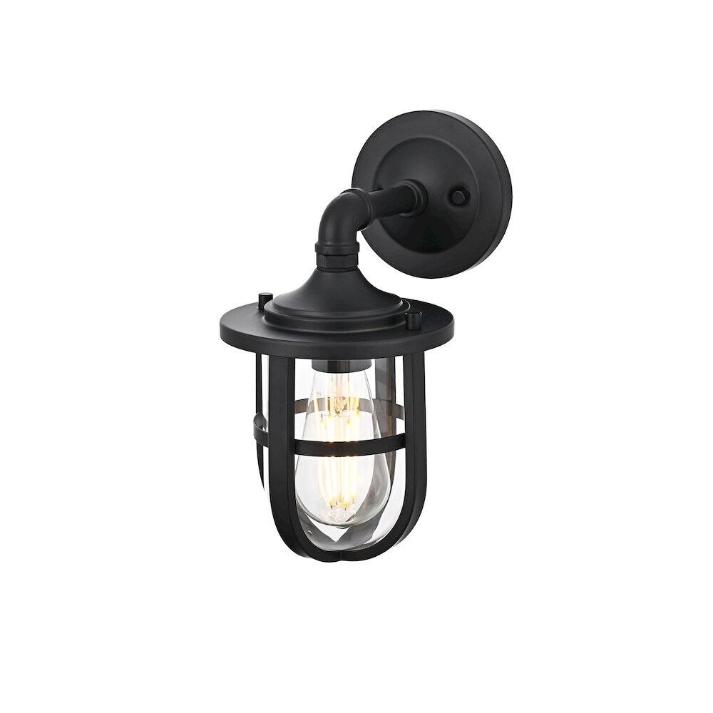Left. Elegant Lighting - Hugo 6 Inch Outdoor Wall Sconce In Black - Black.