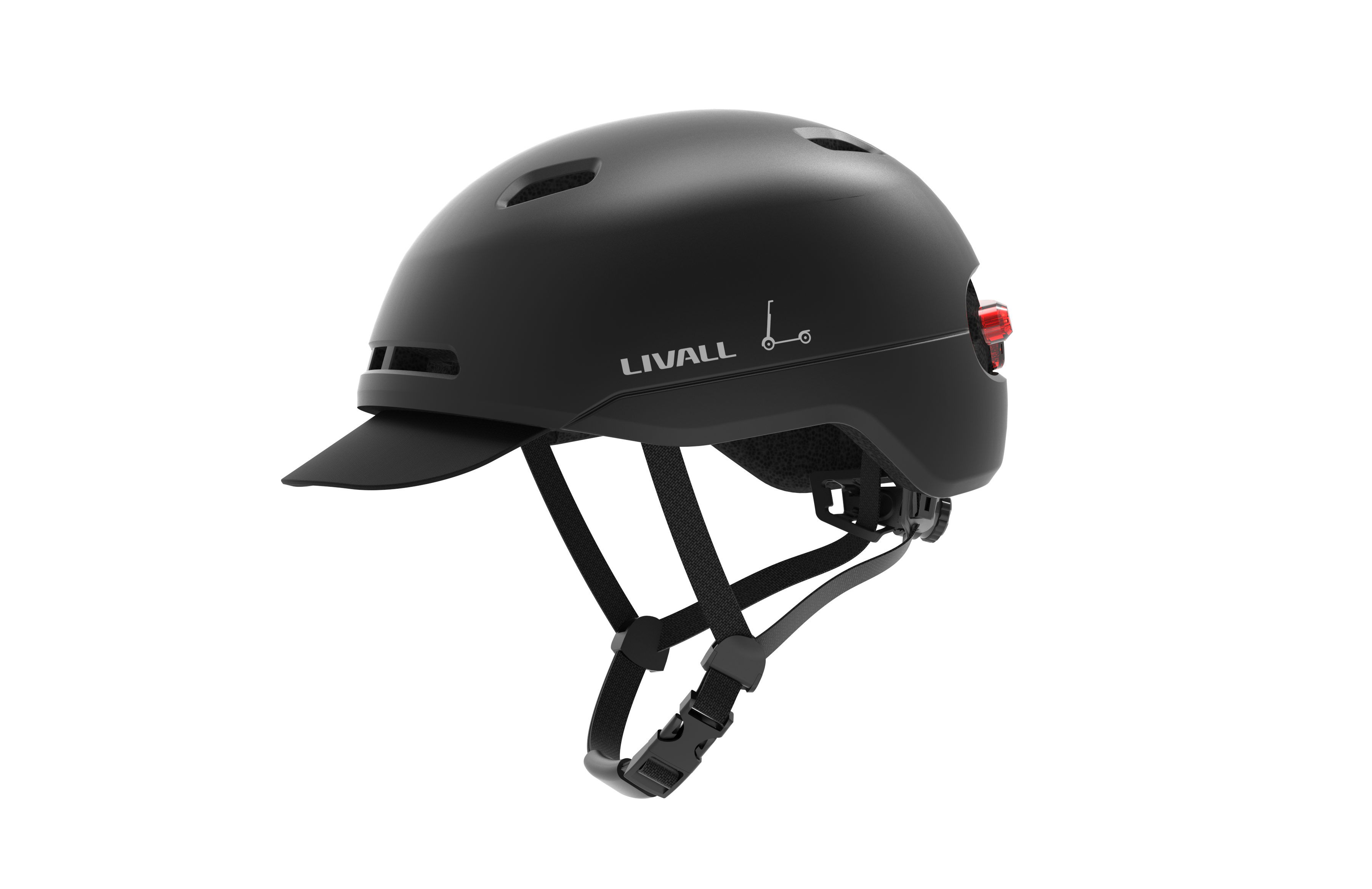 Alt View 7. LIVALL - C21 eBike/eScooter Helmet certified up to 28 MPH with Smart Lighting &  Fall Detection with SOS Alert - Black.