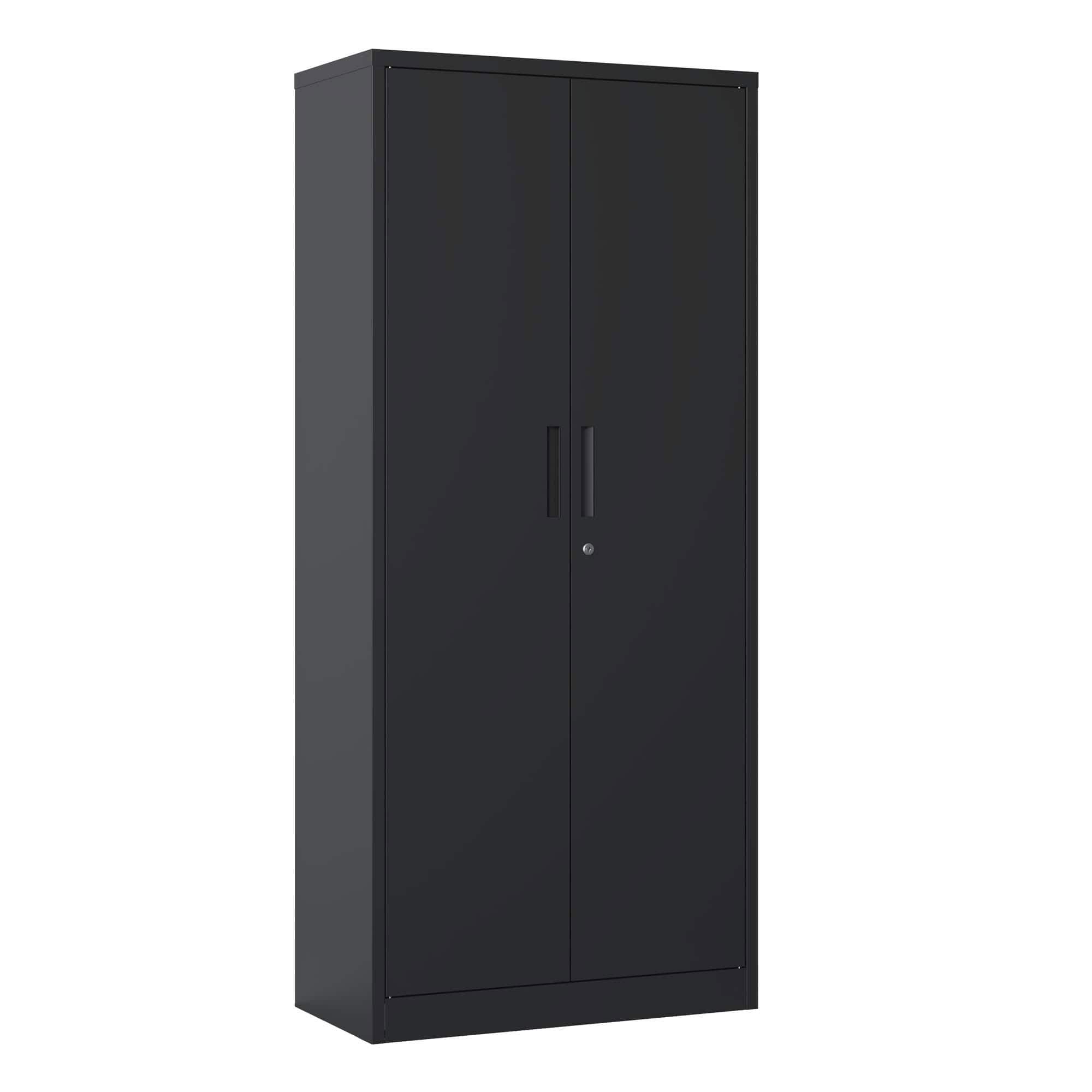 Spaco - 71" Steel Garage Storage Cabinet, Locking Doors, 3 Shelves, for Home Office Garage - Black