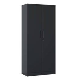 Spaco - 71" Steel Garage Storage Cabinet, Locking Doors, 3 Shelves, for Home Office Garage - Black