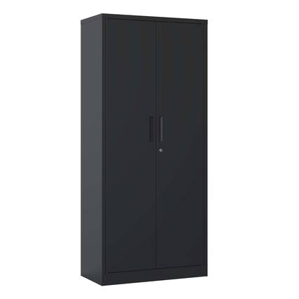 Front. Spaco - 71" Steel Garage Storage Cabinet, Locking Doors, 3 Shelves, for Home Office Garage - Black.