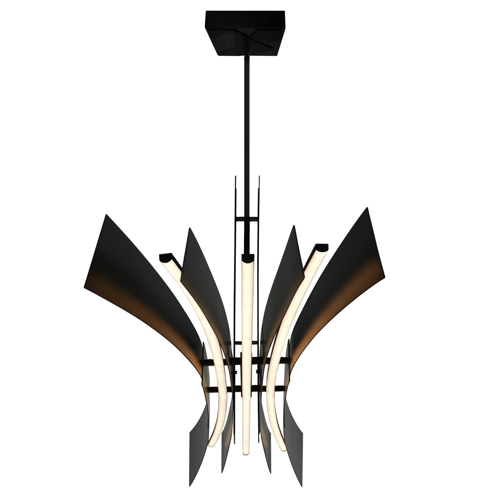 Back. CWI Lighting - Solara Integrated LED Black Chandelier - Black.
