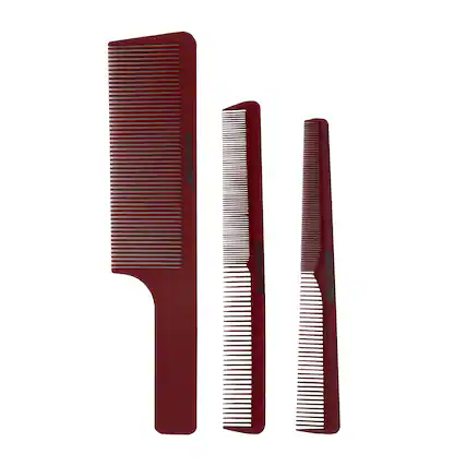Front. Babyliss - Babyliss Pro Barberology Comb Set (Clipper, Cutting, Taper Combs) - Red - Red.
