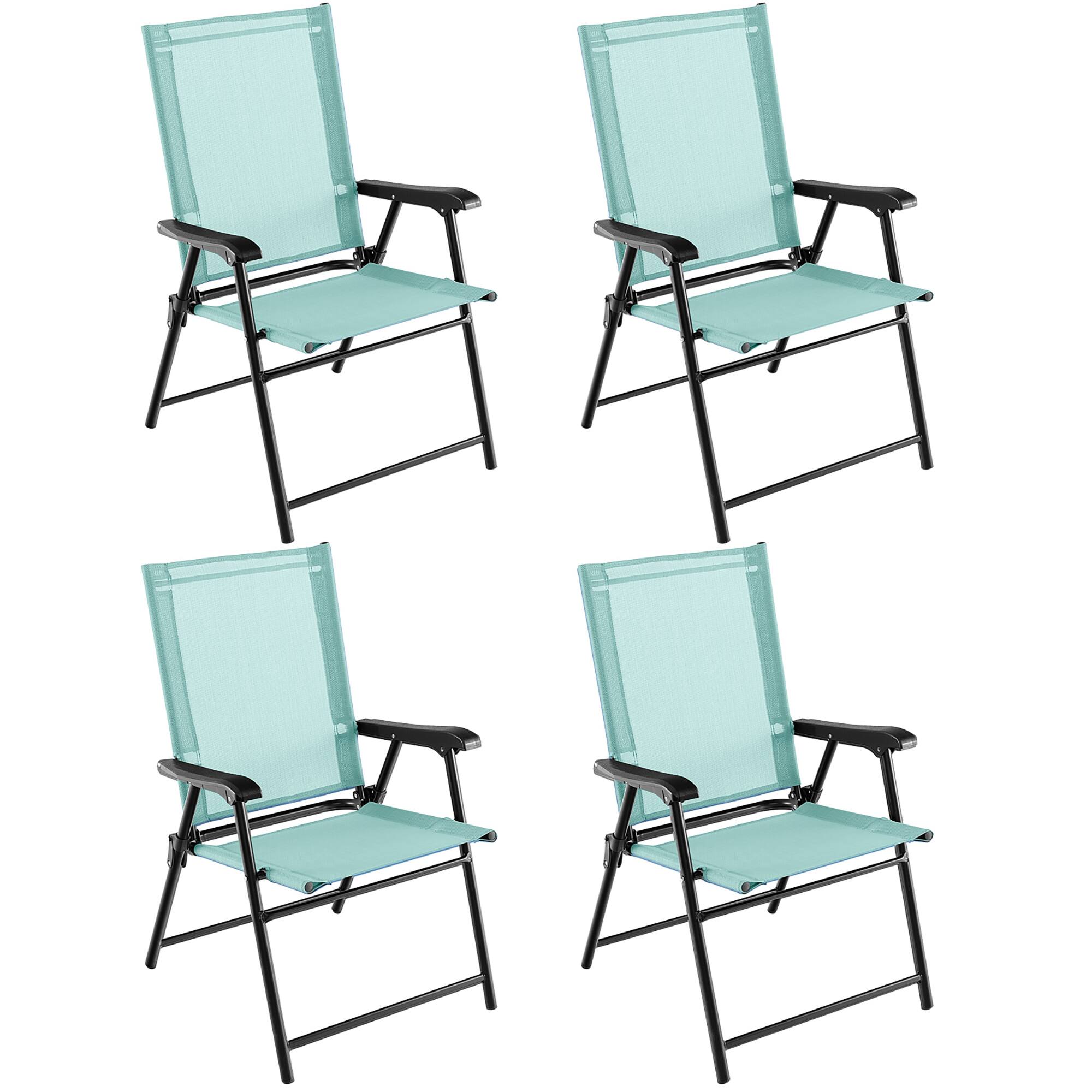 Alt View 9. Gymax - Gymax Set of 4 Patio Folding Chairs Outdoor Portable Pack Lawn Chairs w/ Armrests Mint Green - Mint Green.