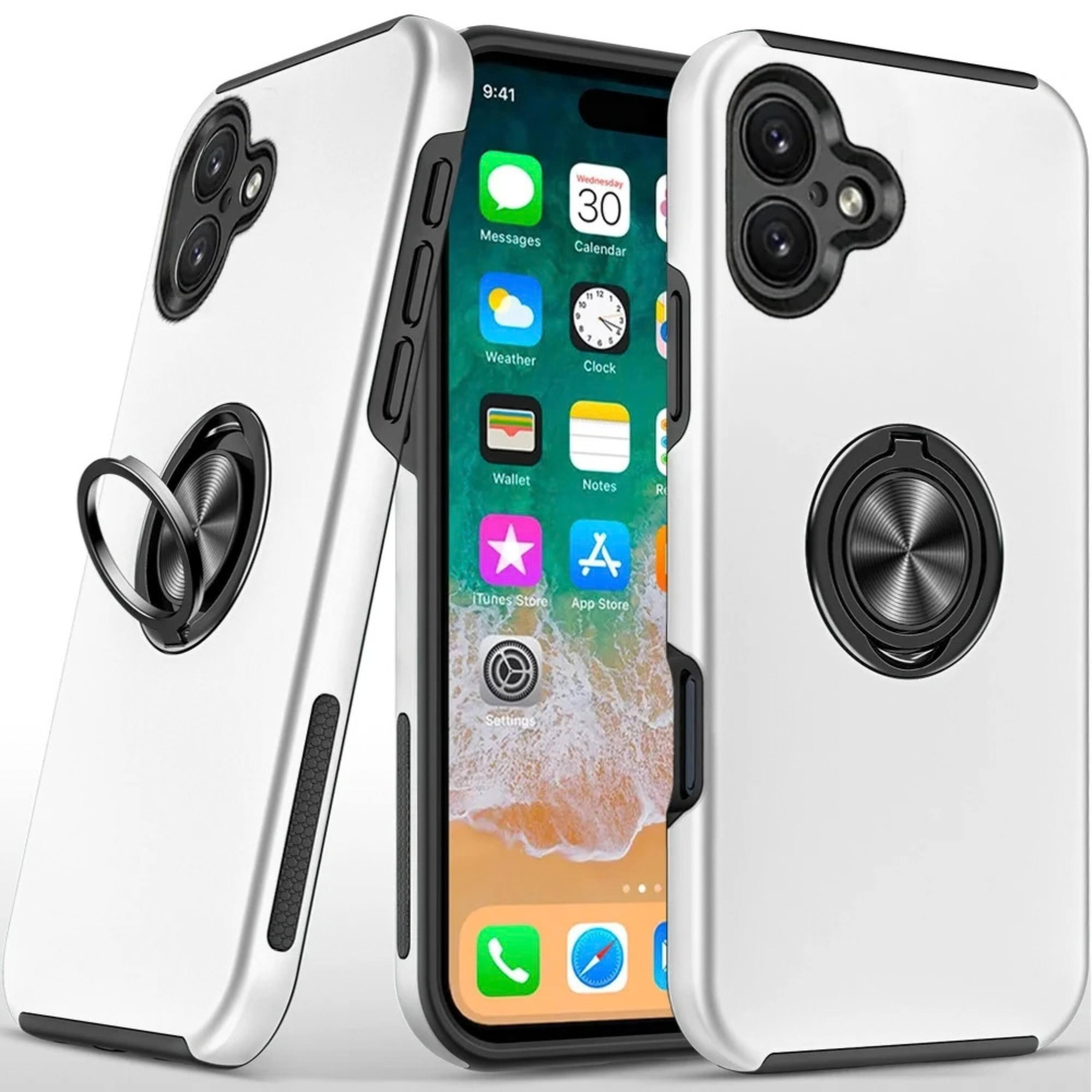 Kitcheniva Dual Layer Shockproof Ring Stand Phone Case With Tempered ...
