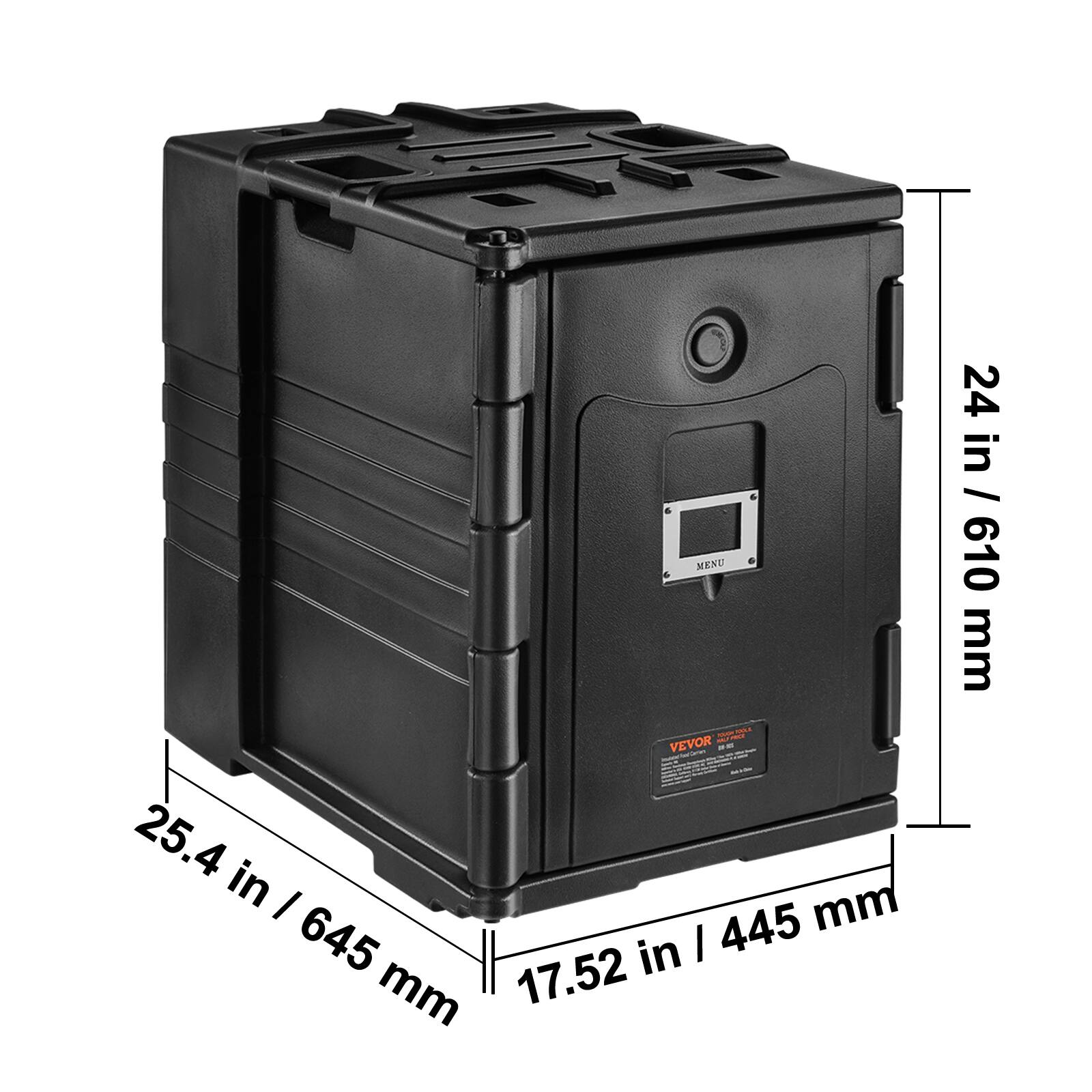 17.52 in / 445 mm
24 in / 610 mm
25.4 in / 645 mm
MENU S VEVOR