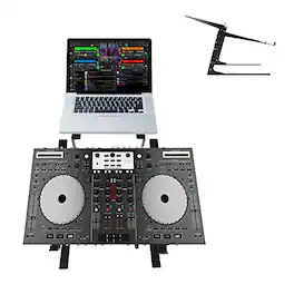Pyle - PLPTS38 Universal Dual Device Laptop Stand, Sound Equipment DJ Mixing Workstation - Black