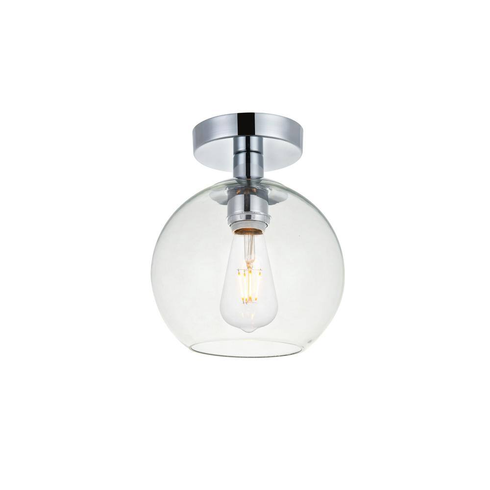 Alt View 2. Living District - Baxter 1 Light Chrome Flush Mount With Clear Glass - Chrome And Clear.