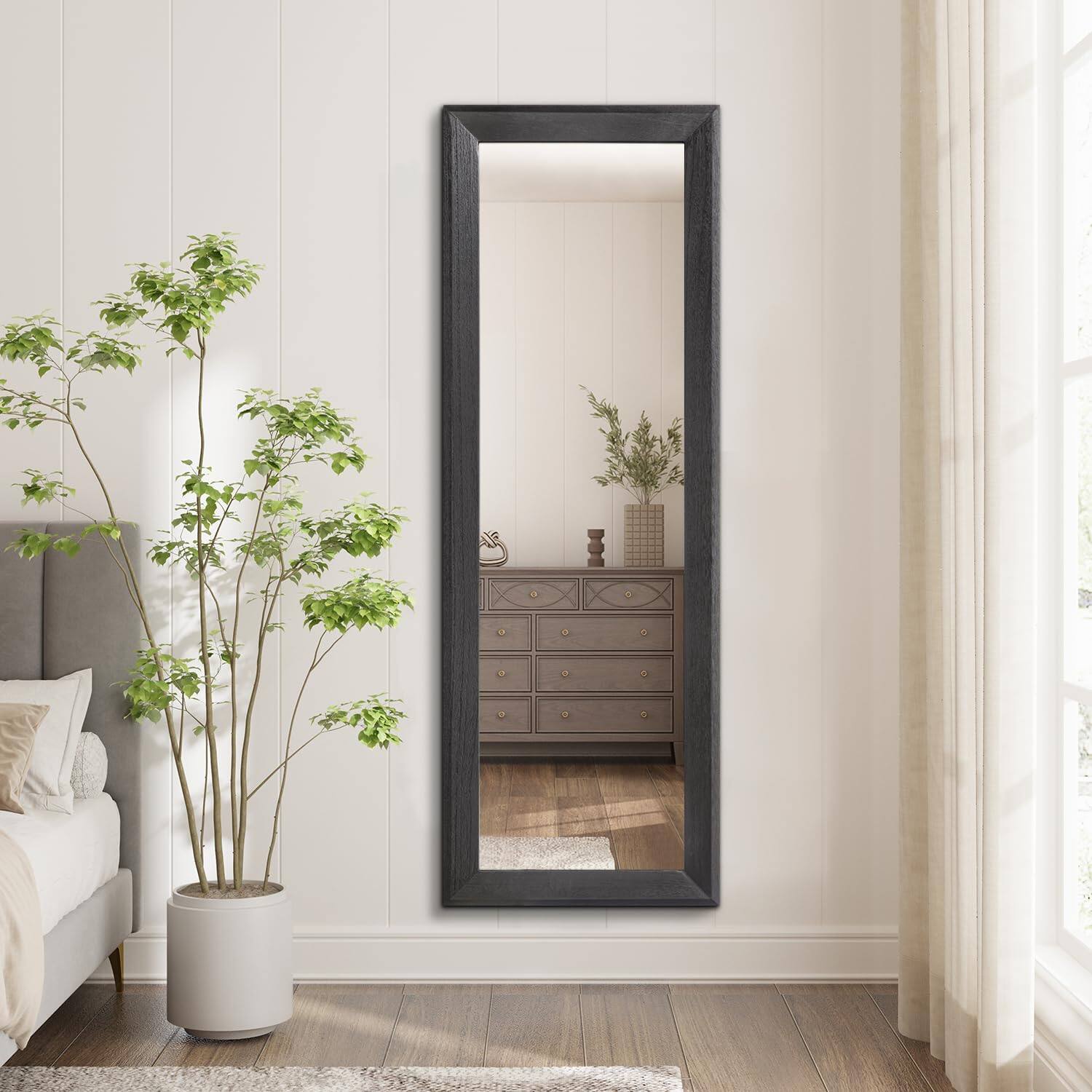 Alt View 4. TECH SAFARI - Full Length Mirror With Wood Framed Modern Large Wall Mirrors Rectangle For Bedroom Living Room Bathroom Dr - Retro Brown 43"L x 14"W.