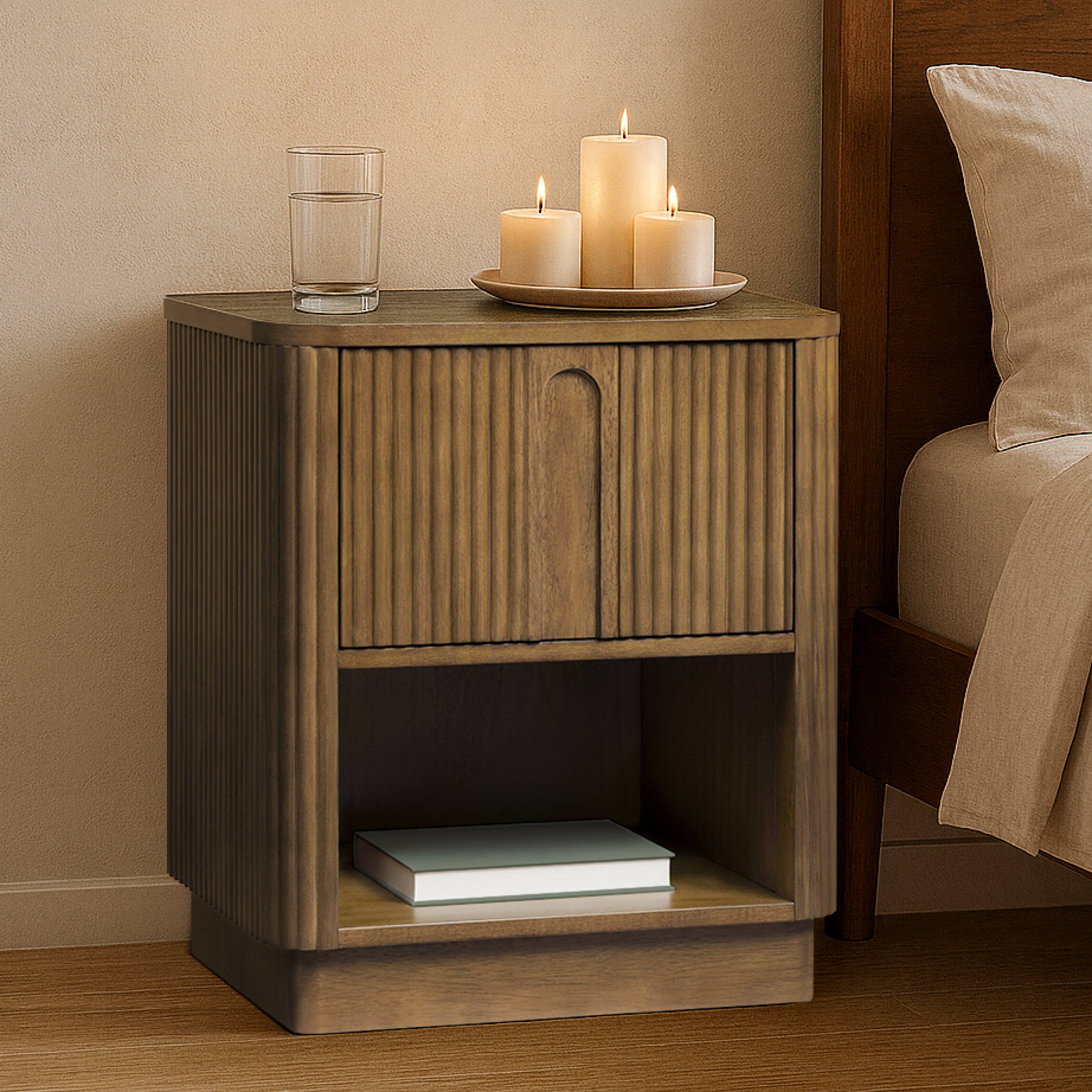 Front. Teamson Home - Teamson Home Potomac 1-Drawer Nightstand, Greige - Tan.