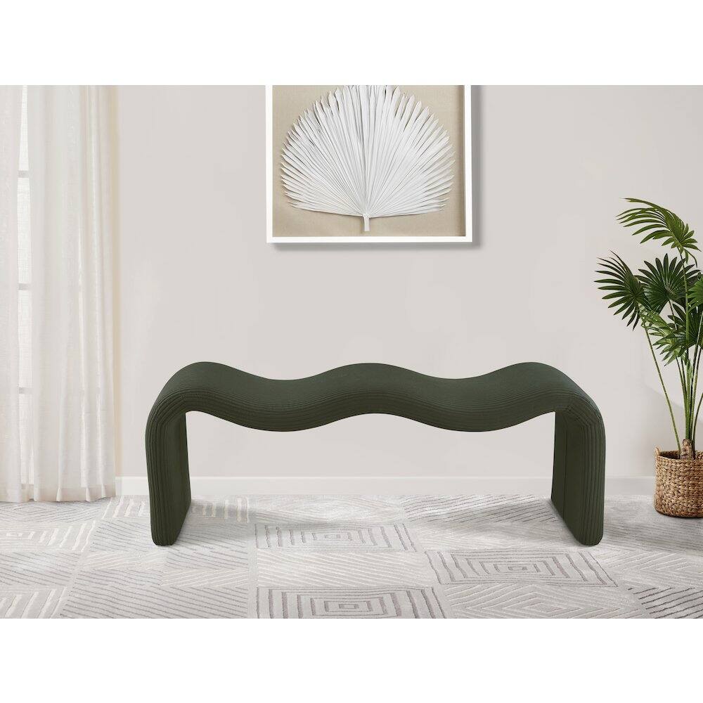Alt View 1. Meridian Furniture - Willow Green Corduroy Fabric Bench - Green.