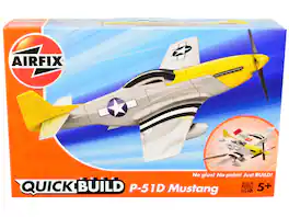 Skill 1 Model Kit P-51D- Mustang Snap Together Painted Plastic Model Airplane Kit by Airfix Quickbuild - Multi