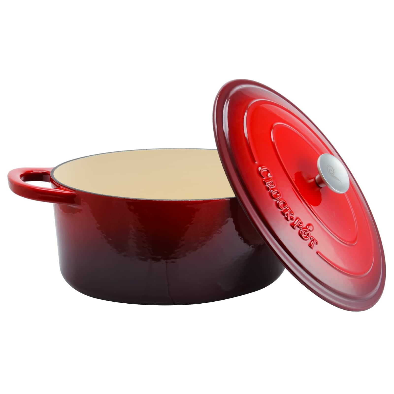 Crockpot - Crock Pot Artisan 7 Quart Oval Enameled Cast Iron Dutch Oven in Scarlet - Red