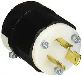 Leviton - Industrial Thermoplastic Grounding Locking Plug L6-20P 16-10 AWG 2 Pole 3 Wire - Black|White