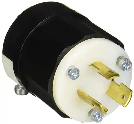 Front. Leviton - Leviton Industrial Thermoplastic Grounding Locking Plug L6-20P 16-10 AWG 2 Pole 3 Wire - Black|White.