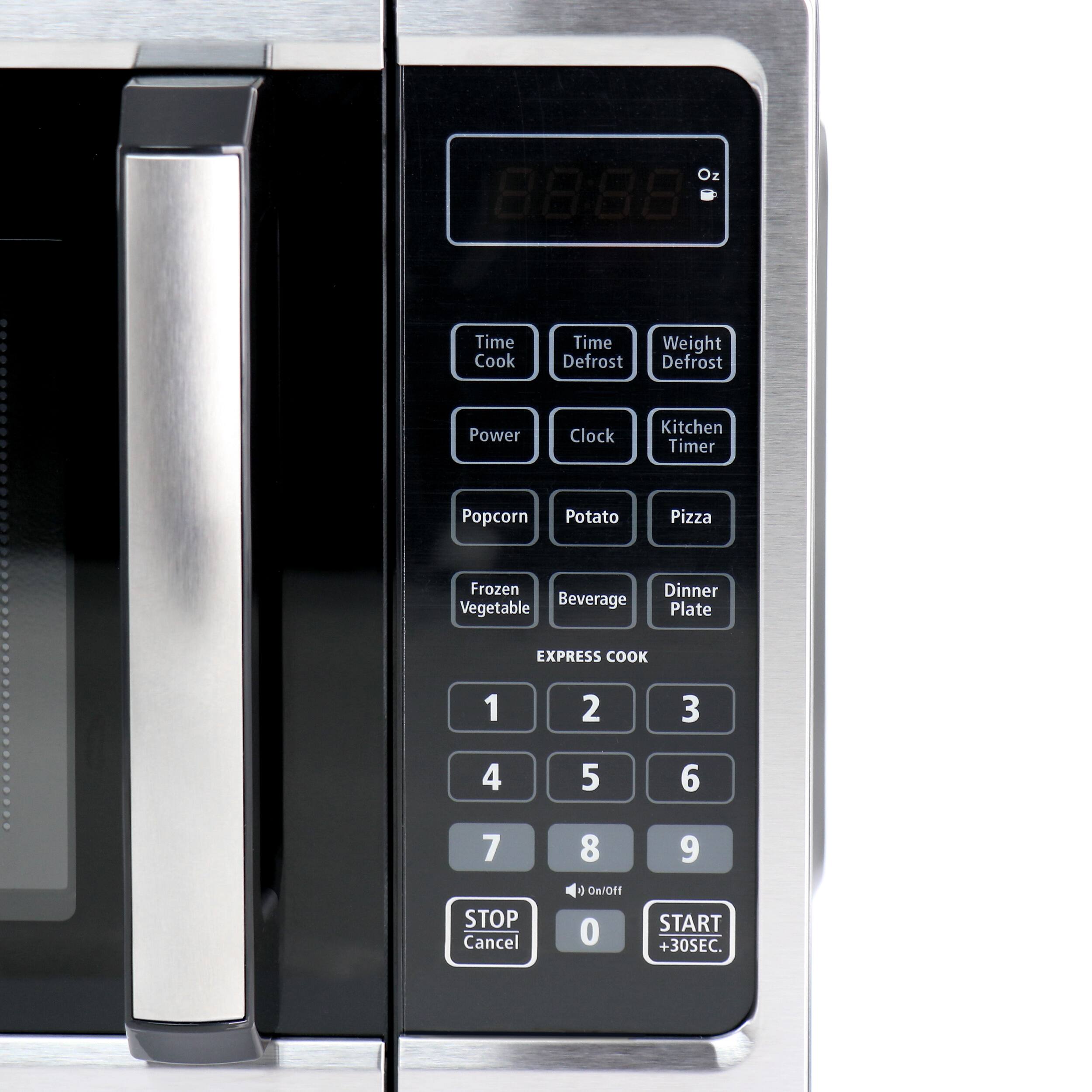 Z 88:88: Time Cook Time Defrost Weight Defrost Power Clock Kitchen Timer Popcorn Potato Pizza Frozen Vegetable Beverage Dinner Plate EXPRESS COOK 1 2 3 4 5 6 7 8 9 STOP Cancel On/Off 0 START +30SEC.