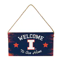 Evergreen Enterprises - Illinois Fighting Illini 6" x 11" Welcome Home Wood Wall Sign with Rope Hanger - Multicolor