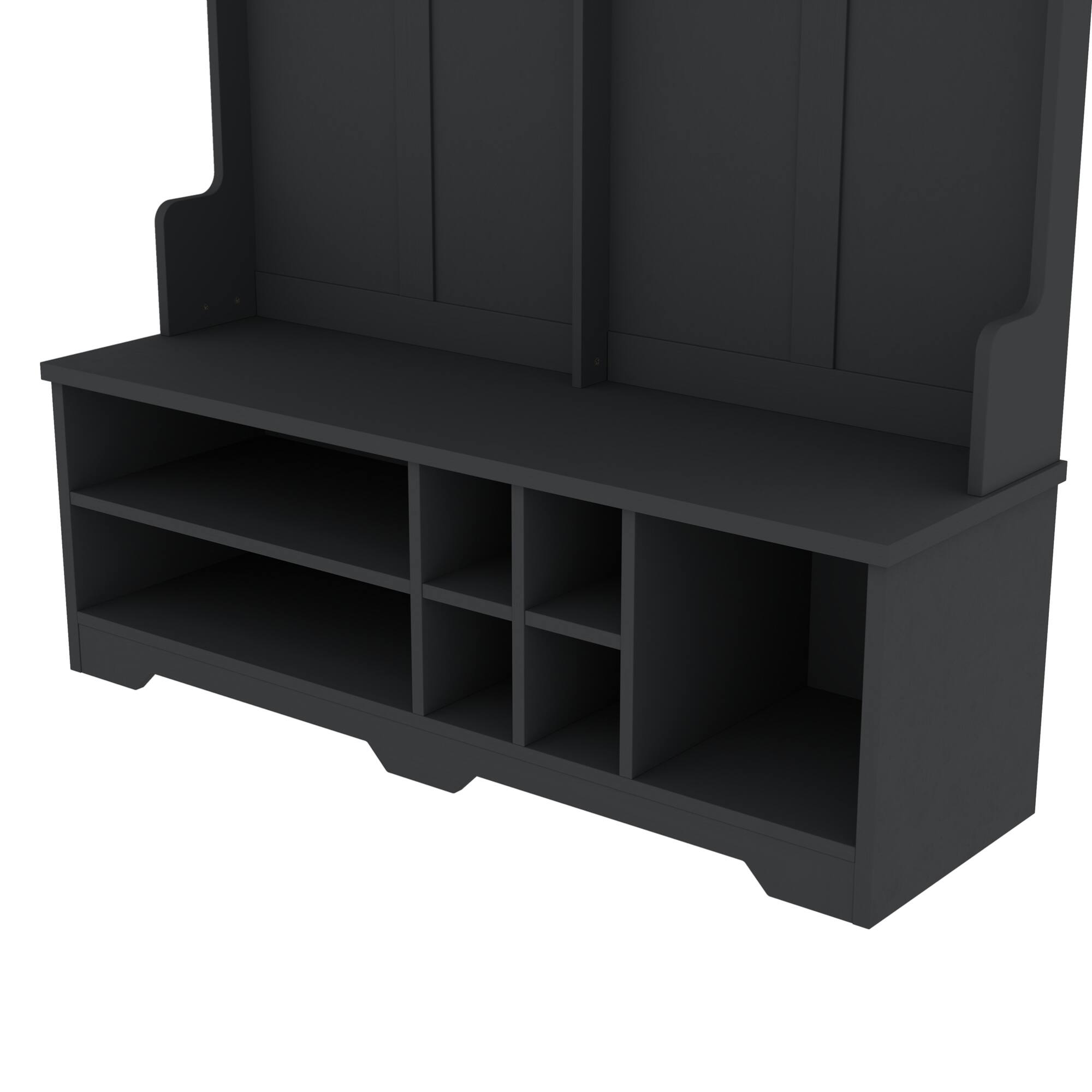 Alt View 4. GOODSILO - Contemporary Entryway Organizer with Bench, Coat Hooks, and Shoe Storage for Modern Homes - Black.