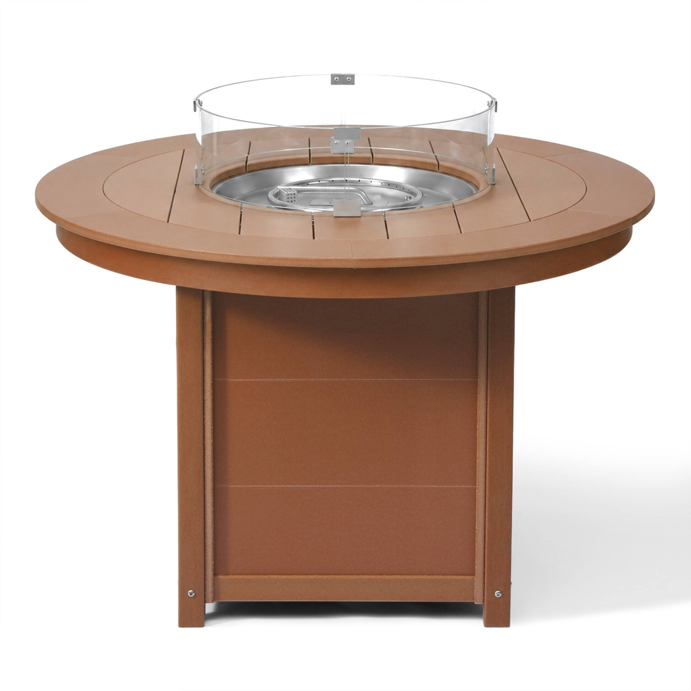 Alt View 1. WestinTrends - WestinTrends Helios 47" Modern Outdoor Patio Propane Gas Round Fire Pit Table - Teak.