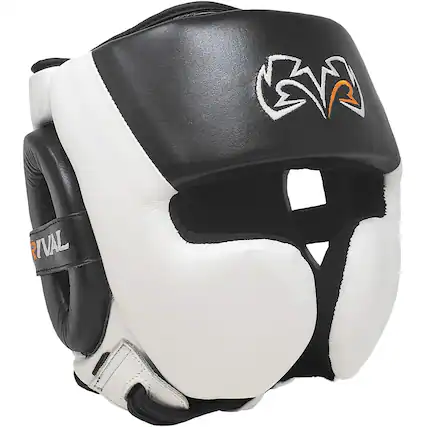 Front. RIVAL - Rival Boxing RHG30 Mexican Training Headgear - Medium - Black/White - Black/White.