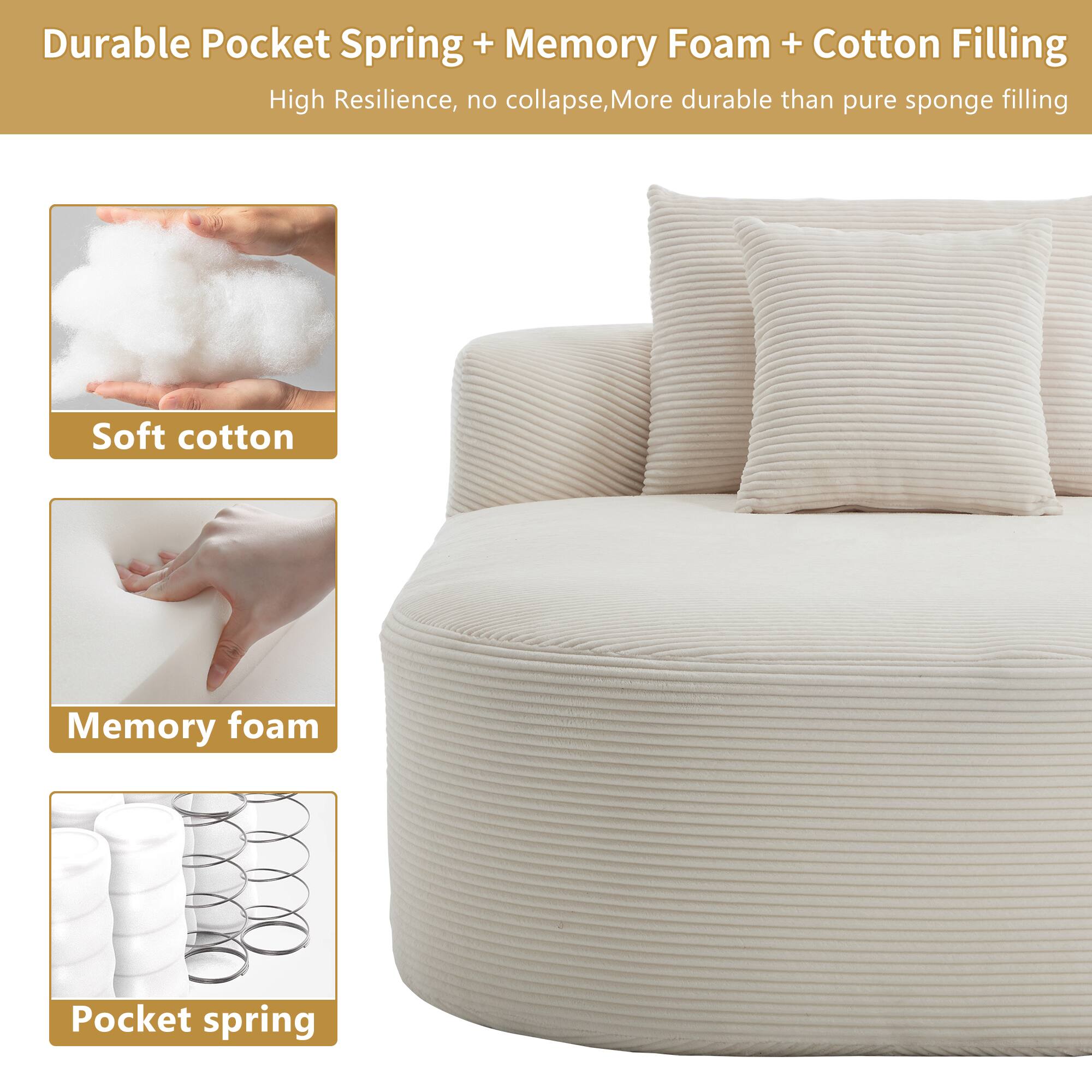 Durable Pocket Spring + Memory Foam + Cotton Filling  
High Resilience, no collapse, More durable than pure sponge filling  

Soft cotton  
Memory foam  
Pocket spring