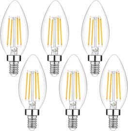 Nordic Hygge - 6-Pack Dimmable E12 LED Candelabra Bulbs 40Watt Equivalent, 5000K Daylight White, 450Lumens, 4W B11 Vintage Chandelier