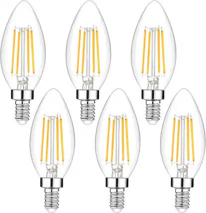 Front. Nordic Hygge - 6-Pack Dimmable E12 LED Candelabra Bulbs 40Watt Equivalent, 5000K Daylight White, 450Lumens, 4W B11 Vintage Chandelier.