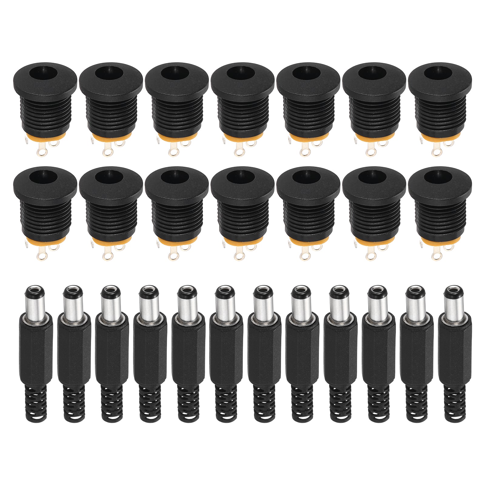 Unique Bargains - 30pcs DC5525 Female Panel Jack + 30pcs DC5525 Male Plug for Guitar/Car Audio/Power Supply - Black