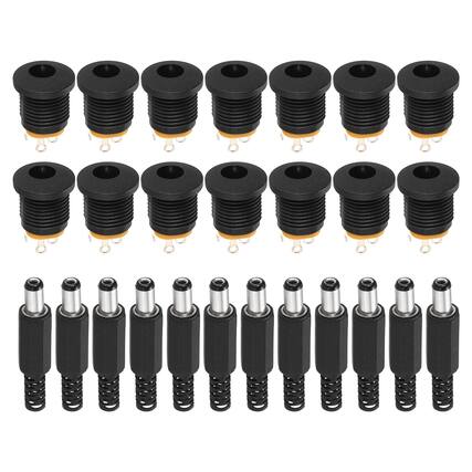 Front. Unique Bargains - 30pcs DC5525 Female Panel Jack + 30pcs DC5525 Male Plug for Guitar/Car Audio/Power Supply - Black.