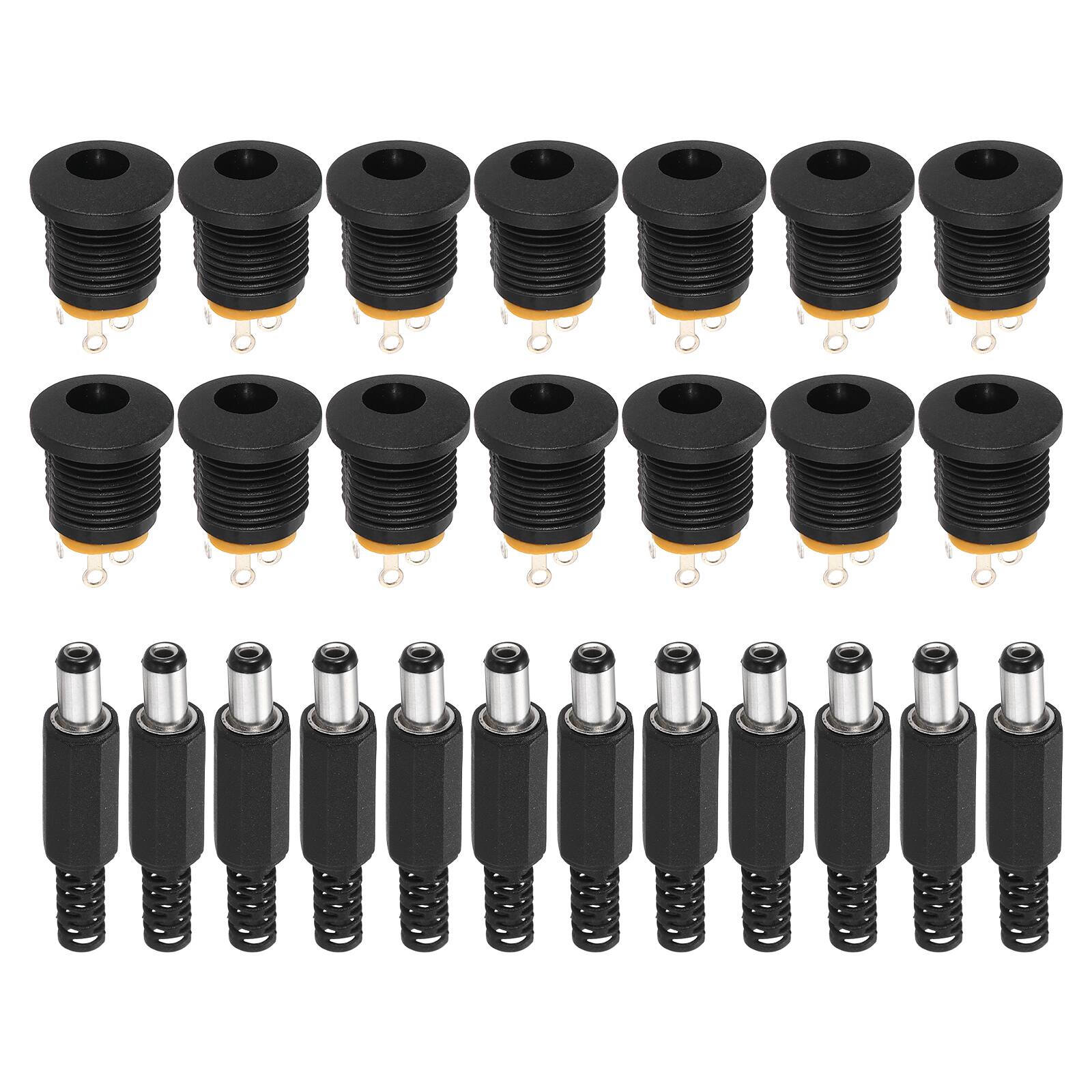 Front. Unique Bargains - 30pcs DC5525 Female Panel Jack + 30pcs DC5525 Male Plug for Guitar/Car Audio/Power Supply - Black.