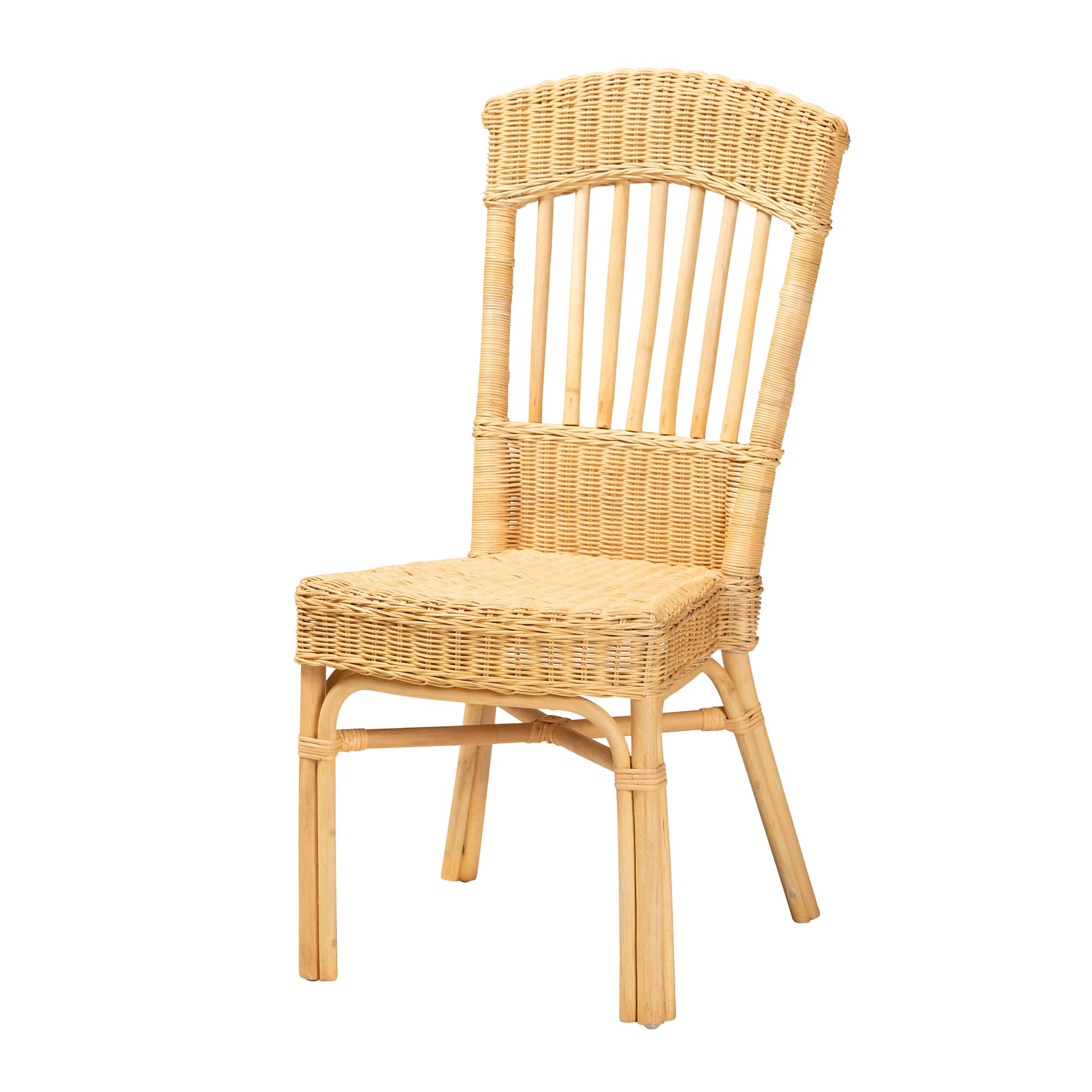bali & pari - Barito Modern Bohemian Rattan Dining Chair - Natural Brown